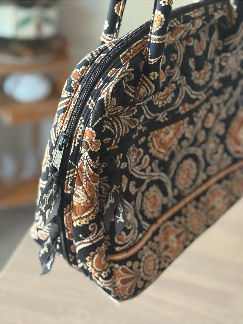 Vintage Vera Bradley Paisley Quilted Shoulder Bag Black & Brown Cottagecore Y2K